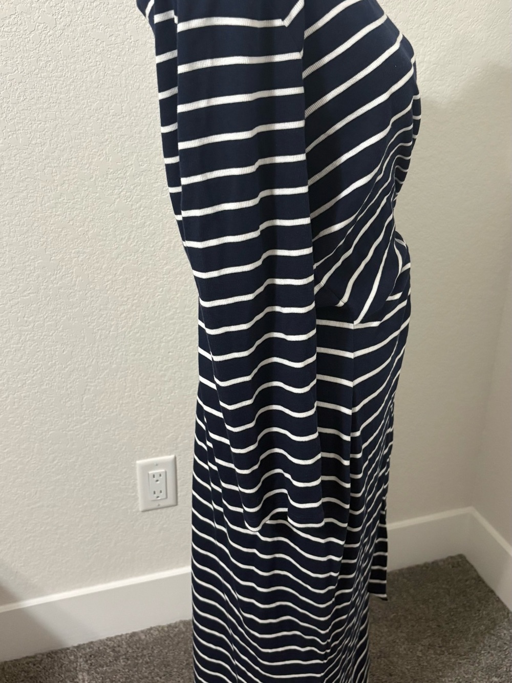 Ralph Lauren Striped Navy and White Knot-Side Long Sleeve Dress - Picture 3 of 6